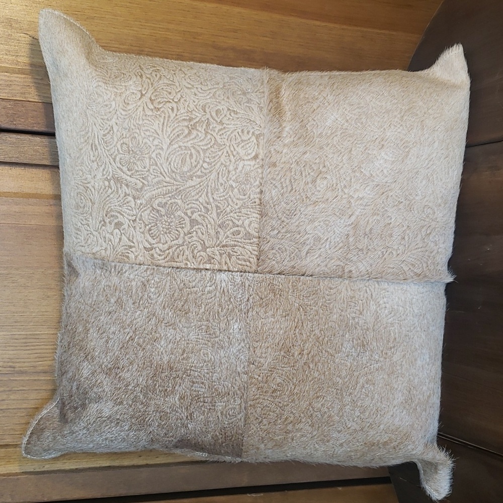 Embossed Hair-On Cowhide Accent Throw Pillow